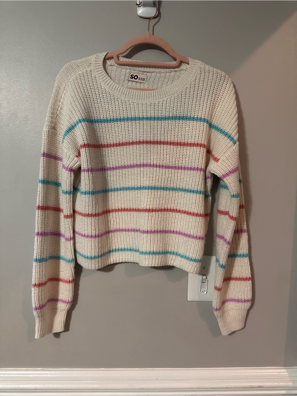 SO Sparkly Striped Sweater girls size 14/16